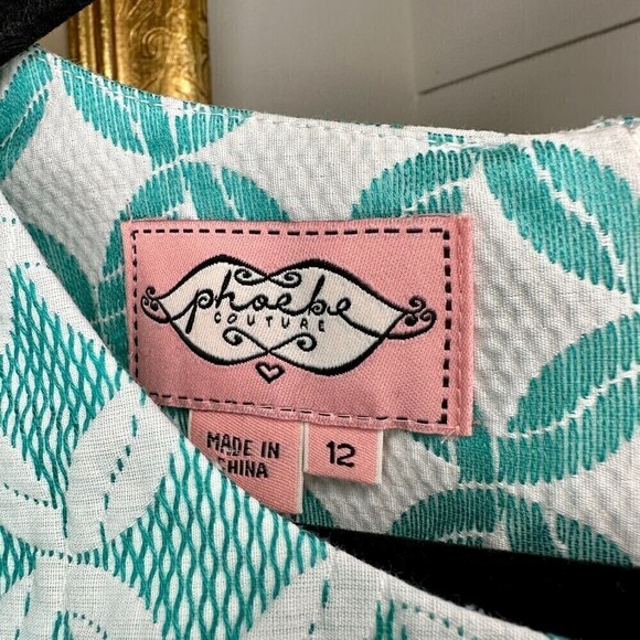 Phoebe Couture Sleeveless Drop Waist Pleat Jacquard Sheath Dress NWT Size 12 - Picture 5 of 7